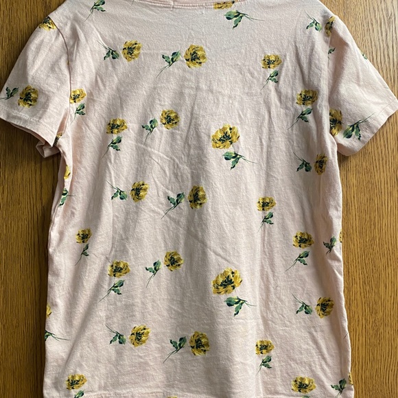 Woman's N: Philanthropy for Anthropolgie size M pink /yellow floral short sleeve - Picture 2 of 6
